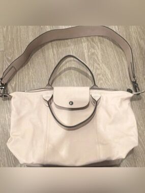 New Longchamp Le Pliage Cuir Medium Leather Top Handle Tote